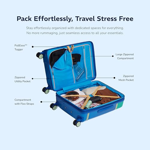 Image of Provogue Linea Hard-Sided PP 65 Cm Trolley Bags for Travel Medium Size | Expandable Luggage Suitcase with 8 Wheels | TSA Lock | 3 Year Warranty (Provogue Blue)