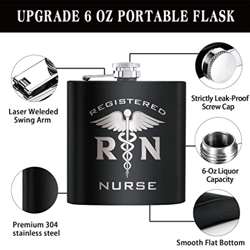 Touner Rn Registered Nurse Hip Flask For Shot Drinking Of Alcohol Whiskey And Vodka, Retirement Gifts For Dad, Groomsmen Gifts, Wedding Valentine's Christmas Gift, Wedding Hip Flask, Nurse Gift #TOP2