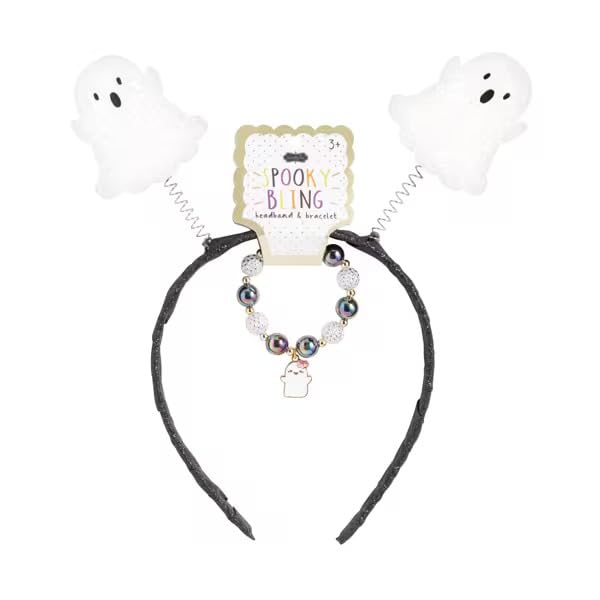 Mud Pie Glitter Ghost Hb Set, Hair Accessories, Holiday Outfit, Giftable Kids Clothing, Seasonal Outfit, Photo Ready Style
