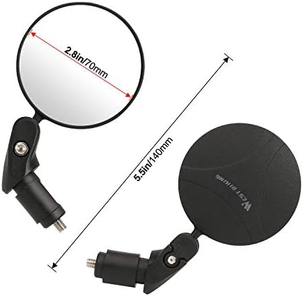 TAGVO Bar End Bike Mirrors, HD Wide Angle Bicycle Rear View Mirrors, 360 Dregree Adjustable Rotation Handlebar Convex Mirror for Mountain Road Bike Cycling (2 PCS)