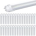 Ghiuop 30-Pack T8 LED Bulbs 4 Foot Tube Light, 4ft LED Shop Garage Warehouse Light, 20W 5000K 2600LM Daylight White, Fluorescent Lights Tube Replacement, Ballast Bypass, Dual-end Powered, Clear Cover