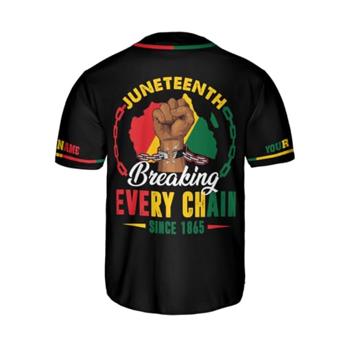 Custom Juneteenth 1865 Freedom Baseball Jersey Celebrating Black History Month, Independence Day Pride Flag Apparel Men Women miniatura 3
