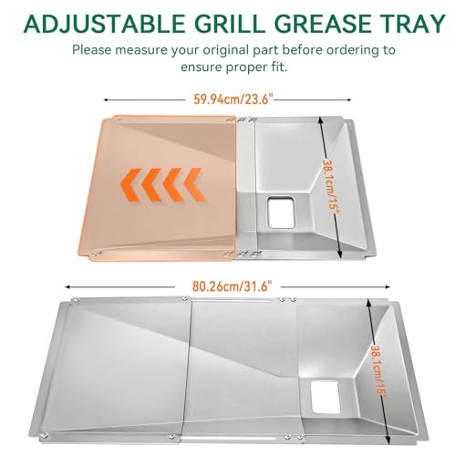COGRICHBF Universelle Fettwanne mit Auffangwanne 60cm bis 80cm, Verstellbare Tropfpfanne für 3/4/5/6-Brenner Gasgrill, Kompatibel mit Nexgrill, Char-Broil, Dyna-Glo, Kenmore, Expert und mehr