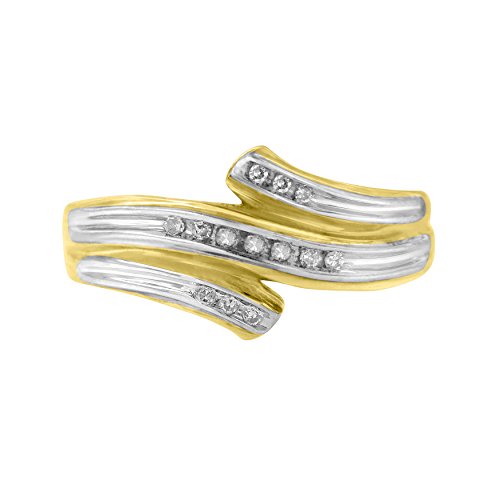 Original Classics 10K Two Tone White & Yellow Gold 1/10 Cttw Diamond Ring (H-I Color, SI2-I1 Clarity) - Size 7-1/4