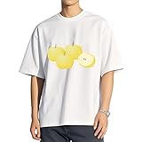 [ZKCASA] 秋の味覚の梨 Tシャツ メンズ 半袖 トップス 春夏服 綿100% カットソー 大きいサイズ カジュアル ゆったり おしゃれ インナーシャツ 快適 柔らかい L