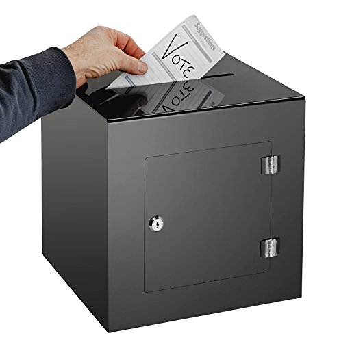 Adiroffice Acrylic Ballot Box Donation Box With Lock (6.25 X 4.5 X 4 Inches, Clear) & Adiroffice Acrylic Ballot Box Donation Box With Lock (12 X 12 Inches, Black) Bundle #TOP6
