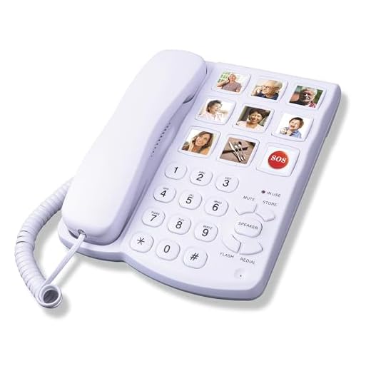TelPal Big Button Corded Telephone with Speaker for Seniors Elderly, Amplified One Button Touch Picture Landline Phone for Old People, SOS Desk Telephones with Easy to Read Digit Numbers