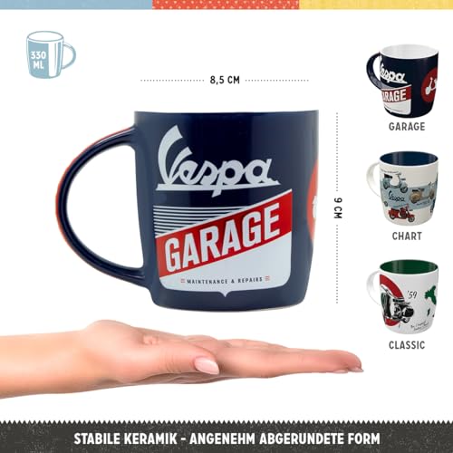 Juego de 3 tazas de café retro Vespa 330 ml cerámica miniatura 2