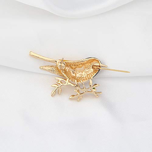 Bobauna Gold Tone Enameled Sparrow Bird Branch Animal Brooch Pin For Women Girls (Sparrow Bird Brooch) #TOP5