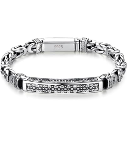 Italian Handmade Sterling Silver Mens Bracelets | Solid S925 Chain Bracelets for Men | Men's Silver Bracelet Gift for Dad, Boyfriend, Son, My Man