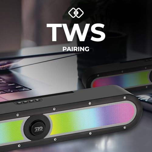 Image of RD SP-32 ColorPulse Wireless Soundbar Upto 9 Hours Playtime-1-2 Hrs Charging 10W Speaker 1500mAh Battery Capacity Supreme bass Bluetooth Sound bar Supports TF /SD Card /FM /USB /AUX 8 Gray