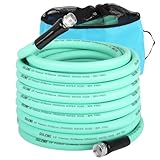 OULEME 75ft Premium RV Water Hose with Storage Bag, 5/8' Fresh Drinking Water Hose for Travel Trailer Camper and Marine, Lead BPA Phthalate Free Green Garden Hose, Anti-Kink