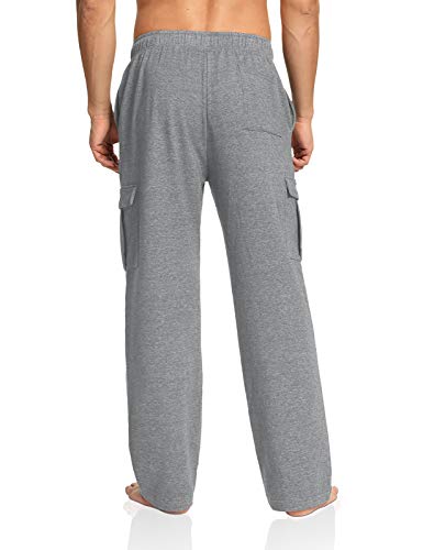 Agnes Urban Men's Cargo Sweatpants Open Bottom Straight Leg Casual Loose Fit Baggy Athletic Jogger Pants With Pockets Grey Xl #TOP2