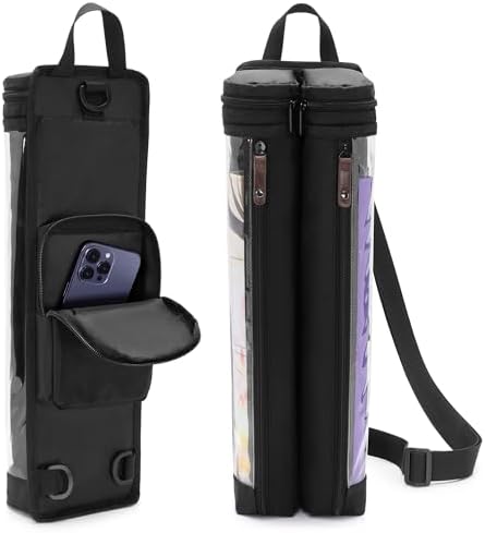 Rexmica Playmat Tube Case for 2 PCS W36 x L61 cm Playmat, Gaming Playmat Tube with Dice Holder and Shoulder Strap for TCG MTG Playmat, Play Game Mat Tube Storage Holder Container with Support Panel