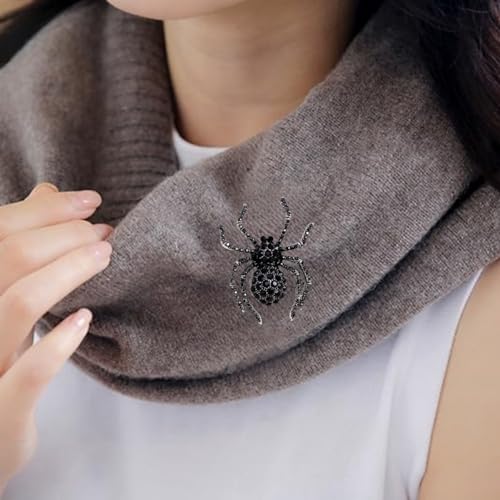 Image of Rhinestone Spider Brooch for Women Men Gold Plated Fashion Crystal Vintage Brooch Green Black Large Insect Animal Lapel Pin Creative Dress Accessories Theme Party Jewelry Gift Father's Day Halloween