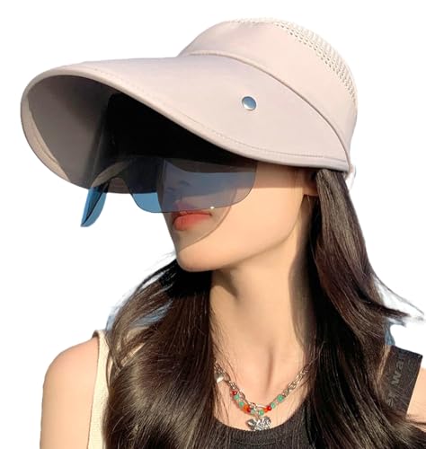 Wide Brim Sun Hat for Women Goggles UV Protection Beach Visor Cap Sports Golf Hiking 2025 Grey