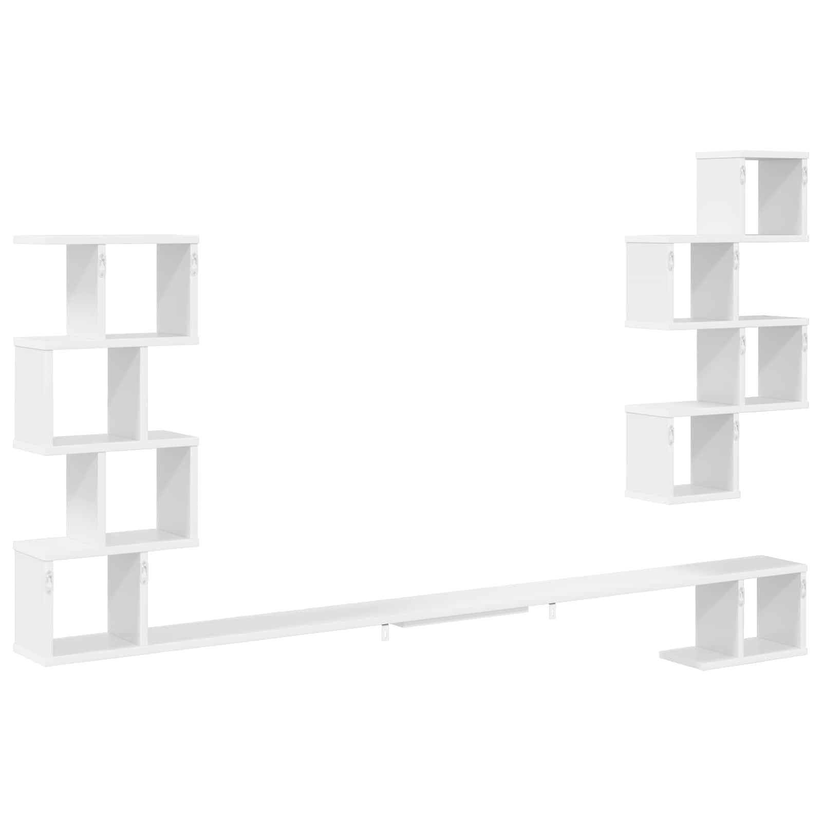 Biały regał na telewizor montowany na ścianie, 180 x 15 x 94 cm, materiał drewnopochodny, nowoczesny design, z dużą ilością miejsca do przechowywania, do salonu, sypialni, kuchni, łazienki