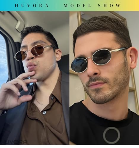 Image of POINT Retro Oval Sunglasses For Men Women Stylish - UV400 Protection Designer Goggles - Vintage Metal Sun Glasses for Woman - Trendy Branded Full Rim Shades for All Face Shapes