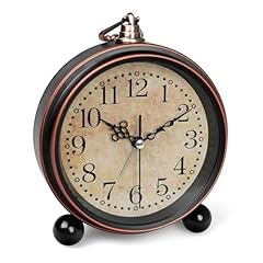 SCOAGE Vintage Alarm Clock, 5 Inch Silent Non Ticking Battery Operated Small Clock, Classic Old