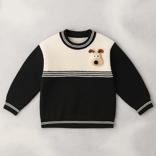 Image of Bold N Elegant Kid's Full Sleeve 3D Cute Puppy Plush Toy Brooch Cartoon Warm Woolen Winter Holiday Party Pullover Sweater Cardigan for Boys & Girls
