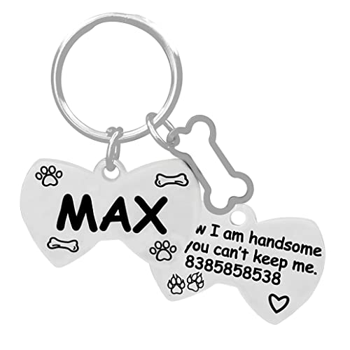 Image of Jypr Customized Product's Jypr Customized Pet Id Tag Personalize Black Engraved Name Collar Tag For Your Loving Pet Dog, Cat, Puppy, Horse (Bow Tie Shape 2 Mm Thick)
