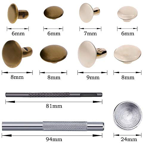 120 rivetti di 2 dimensioni per cuoio e 3