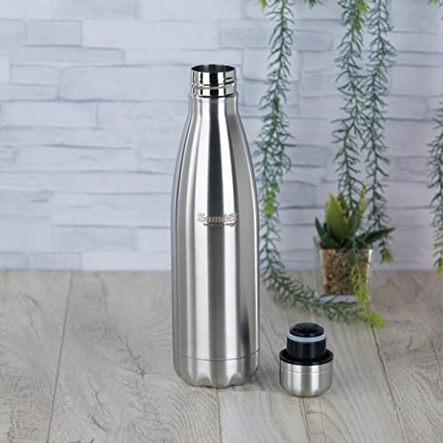 Image of Sumeet Stainless Steel Double Walled Vacuum Flask /Water Bottle, 24 Hours Hot and Cold, 500 ml, Silver - 1Pc