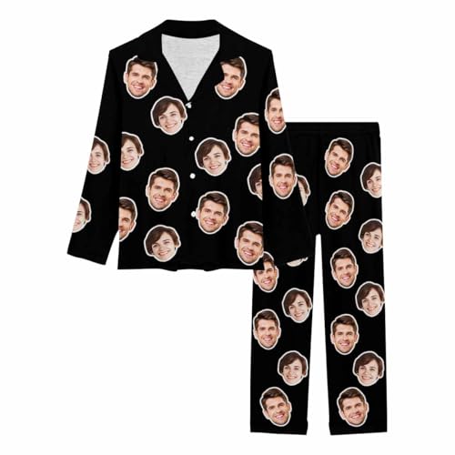 Artsadd Personalized Couples Matching Pajamas His and Hers Custom Photo Pj Set Face Sleepwear Pajamas Valentine's Day4