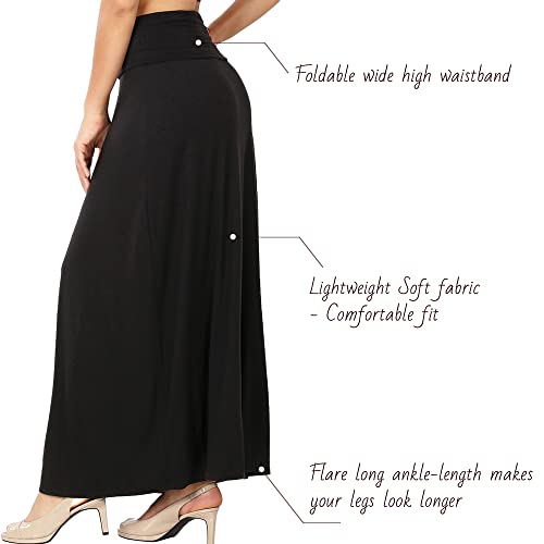 Relaxed Comfortable Fit Flare Long Maxi Skirts Lightweight Spandex3