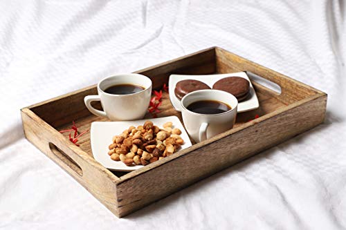 Gocraft Handmade Classic Wooden Tray Medium Size | Serveware Kitchen Accessories Tray - 15" #TOP4