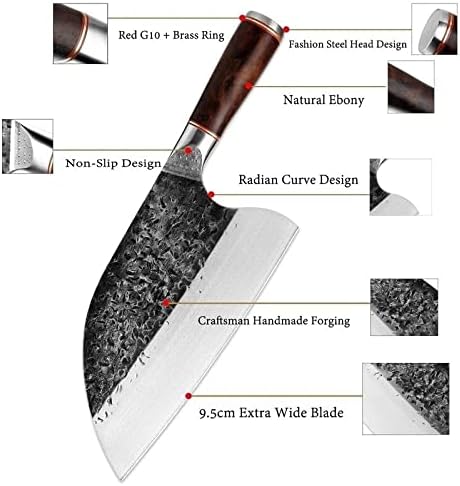 Meat Cleaver,Cleaver Knife, 8 Inch Chef Knife Hand Forged Sharp Meat Cleaver Wooden Handle Butcher Knife Stainless Steel 5CR15MOV Steel Knife