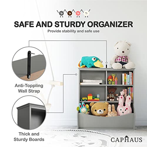 Caphaus Kids' Toy Storage Organizer, Open Storage Cubby, Multifunctional Book And Toy Storage Cabinet, Book And Toy Storage Shelf For Nursery, Playroom, Closet, Home Organization Toy Bookcase #TOP3