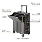 Zipperless Luggage, 22x14x9 Aviation Certified, Polycarbonate Aluminum Hardshell, Expandable Carry-On Luggage with Spinner Wheels, Hardshell Luggage, 20 Inch Cabin - Image 4