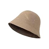 Straw Bucket Hat Sun Beach Hat for Women Men Spring Summer Fall Fashion Foldable Packable Woven Straw Fishing Hats,Khaki