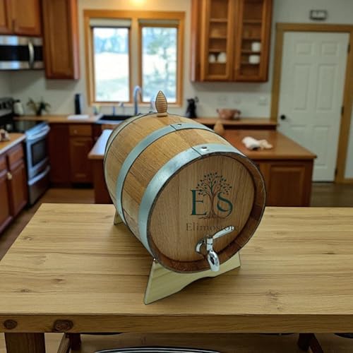 Generico Barril de roble de 15 litros con grifo de acero inoxidable