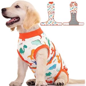 Kuoser Dog Surgery Recovery Suit for Female Male Dogs, Stripes Spay Neuter Anti-Licking Dog Onesie, Surgical Suit Snugly Pet Post Surgery Vest Bodysuit for Abdominal Wounds Skin Disease, Bla