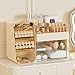KQJS Makeup Organizer with Drawers,Large Capacity Countertop Organizer for Vanity,Bathroom and Bedroom Desk Cosmetics Organizer,Easy To Storage Skincare,Brushes, Eyeshadow,Lipstick (All Cream, Large)
