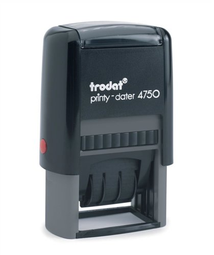 Trodat EcoPrinty 4750 Stamp Self-Inking Word & Date Stamp PAID BY BACS ON 40x24mm Red and Blue Ref 54294