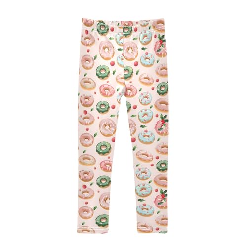 Girls' Athletic Leggings Ankle Length Yoga Dance Pants Kids Teen 4T Christmas Donuts