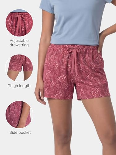 Image of Enamor Drawstring Mid Thigh Length Mid Rise Basic Shorts - Relaxed Fit, Super Soft Cotton - E062