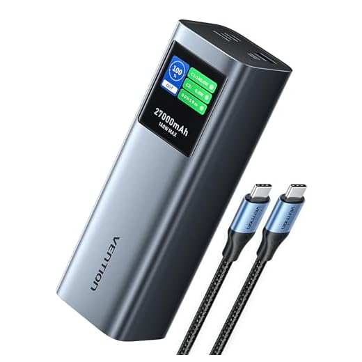 PowerBank VENTION Power Bank 27000mAh 140W, Caricatore Portatile con 3 Porte, Ricarica Rapida PD3.1 e Display Digitale Intelligente, Compatibile con MacBook Pro, Dell, HP, iPhone 17/16/15/14, iPad, Galaxy S24
