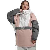 Women's Ski Jacket Snow Coat Waterproof Windproof Snowboarding Jacket Insulated Warm Winter,Pink White L