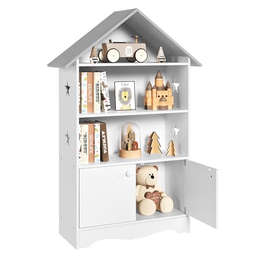 WOLTU Bibliothèque Enfants en Bois étagère à Jouets avec Porte verrouillable,Étagère de...