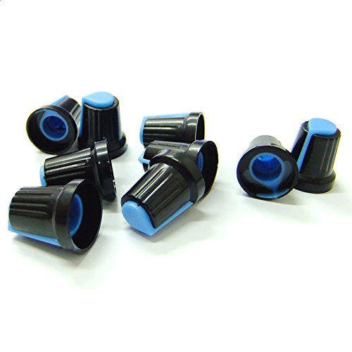10pcs Plastic Knob Cap for 148 Rotary Potentiometer D Shaft Hole Dia 6mm DR022 (Blue)