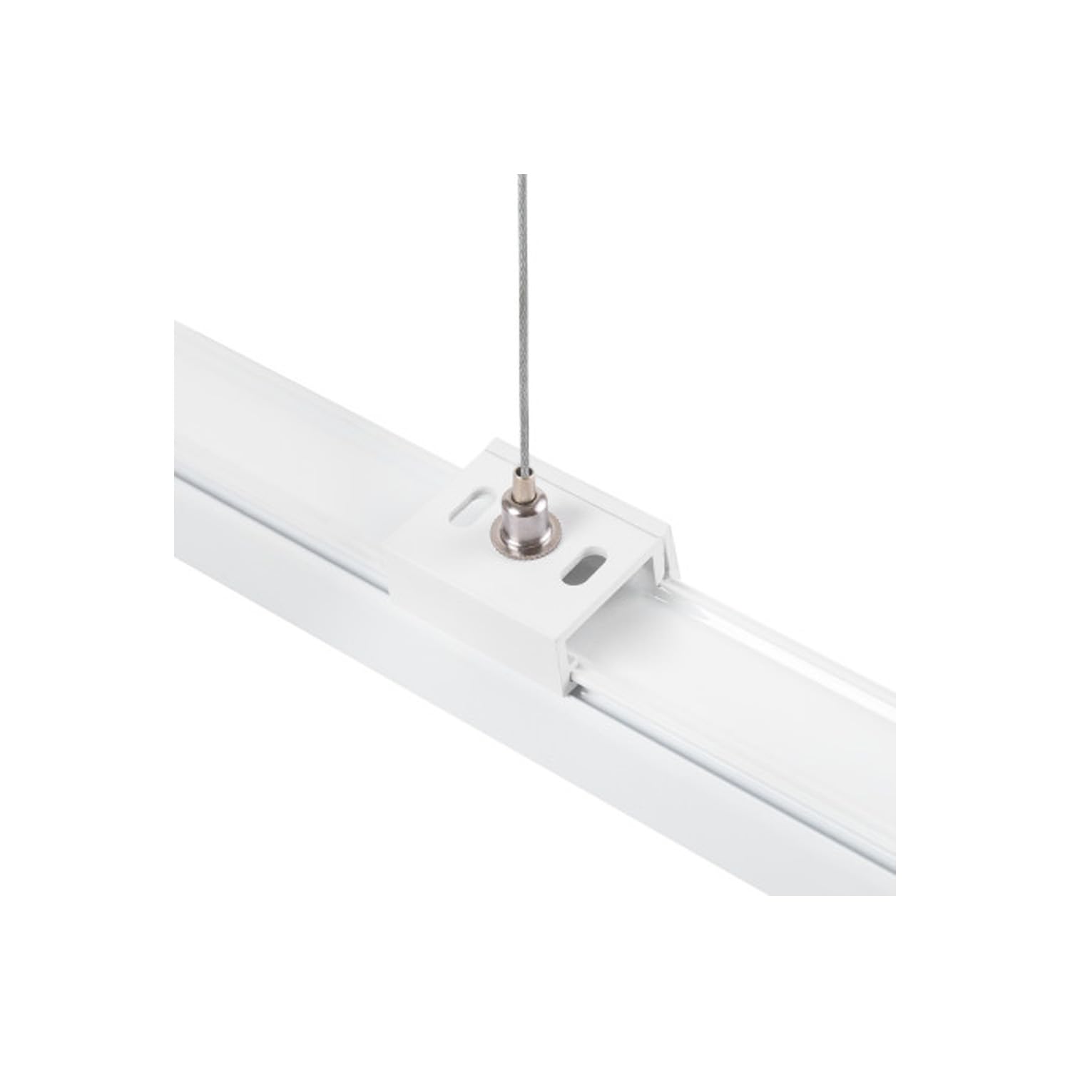 White 3-Phase Rail Suspension System Ideal in Contemporary environments, Provides a Stylish and Sturdy Support