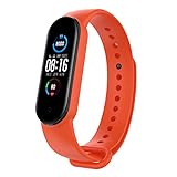 MYKOMI Silicone Watch Straps compatible with Xiaomi mi Band 5, Women Mens Sports Replacement Band Fitness Activity Tracker Bracelets (Orange)