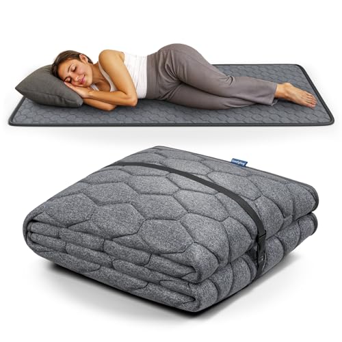 Image of ComfyHug Premium Foldable Mat for Floor - Lightweight Cotton Foam Mattress for Home, Guests & Camping | Portable, Slim & Easy to Store Travel Bedding (78 x 36 x 1 Inch, Grey)