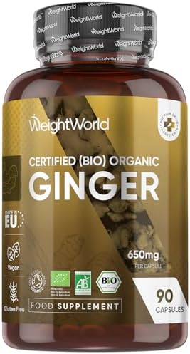 WeightWorld Organic Ginger Supplement | 650mg Vegan Ginger Capsul...