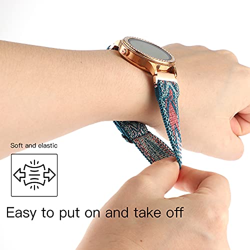 Wonmille 18Mm Elastics Adjustable Quick Release Watch Strap Compatible With Fossil Women's Gen 4 Q Venture Hr/Women's Gen 3 Venture Soft Nylon Stretchy Sport Fitness Watch Strap (Green Arrow) #TOP3