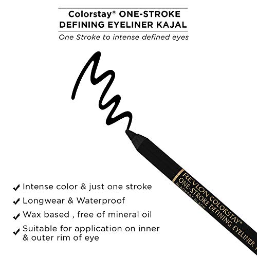 Image of REVLON Colorstay one stroke defining eyeliner kajal, Sharpenable Pencil, Rich Glossy, Longwear and Waterproof, One Stroke to intense defined Eyes, Totally Turquoise